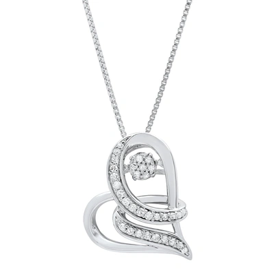 Max + Stone Dancing Diamond Heart Pendant Necklace (0.16 Cttw., H-i, Si1-si2) 18" In 925 Sterling Silver In Silver