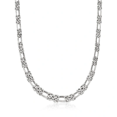 Ross-simons Sterling Silver Flat Byzantine Double-link Necklace In Silver