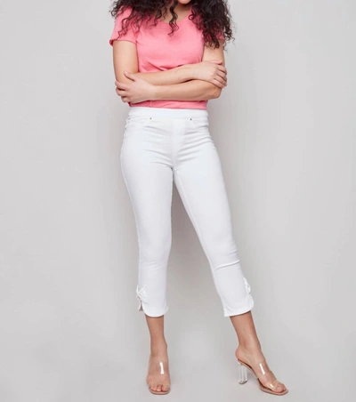 Shop Charlie B Pull-on Jeans With Bow Detail In White