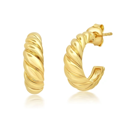 Max + Stone 18k Yellow Gold Over Sterling Silver Vermeil Croissant Hoop Earring In Yellow