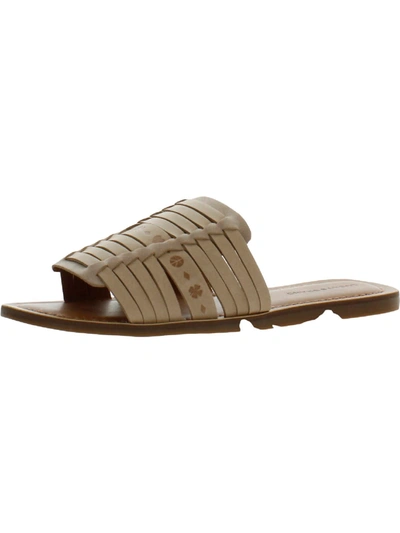 Shop Lucky Brand Baneen Womens Leather Padded Insole Slide Sandals In Beige