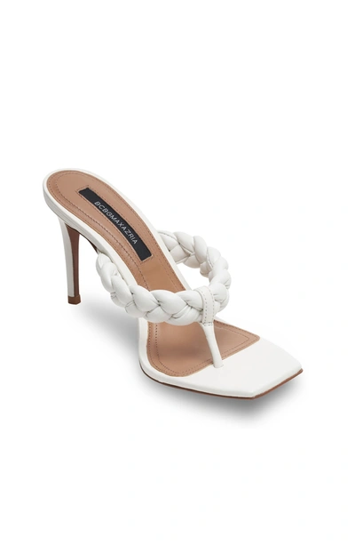 Shop Bcbgmaxazria Bella Optic White Leather Braided Sandal Heel In Multi
