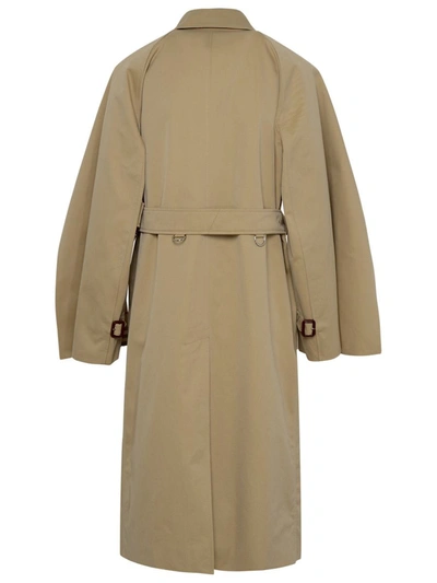 Shop Burberry Beige Gabardine Cots Trench Coat