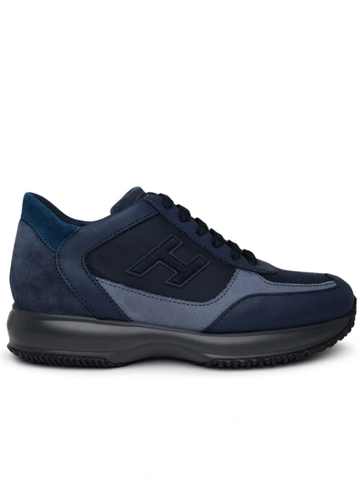 Shop Hogan Blue Leather Sneakers