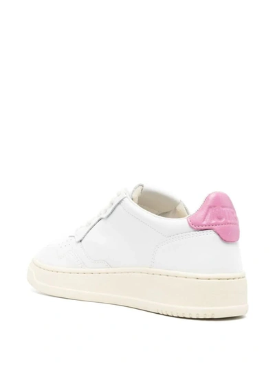 Shop Autry Medalist Low Sneakers In And Pink Leather In White
