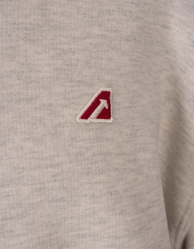 Shop Autry Melange Light Hoodie With Logo Patch In Grey