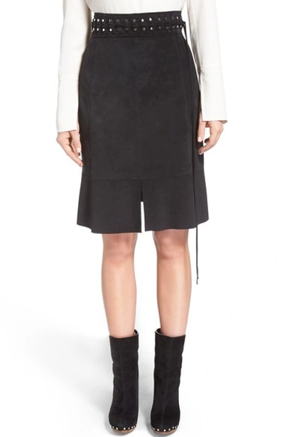 Shop Proenza Schouler Whipstitch Suede Skirt In Black