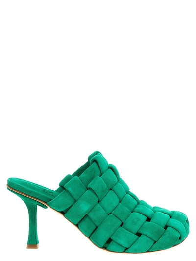 A.w.a.k.e. 'chubby Wilma' Square Toe Mules In Green