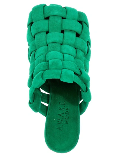 A.w.a.k.e. 'chubby Wilma' Square Toe Mules In Green