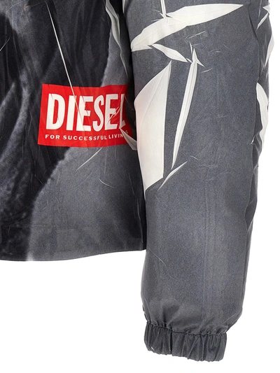 Shop Diesel Printed Hooded Down Jacket In Multicolor