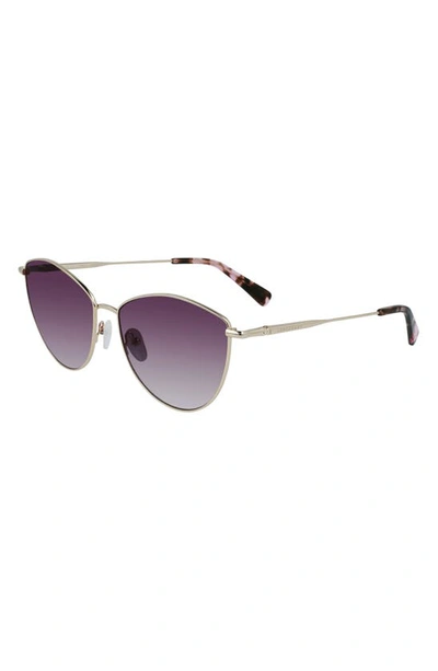 Shop Longchamp Roseau 58mm Cat Eye Sunglasses In Gold / Purple