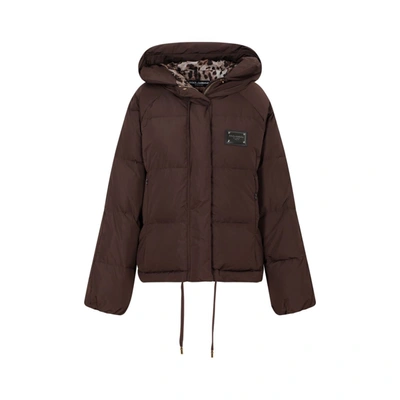 Shop Dolce & Gabbana Padded Jacket Coat In Brown