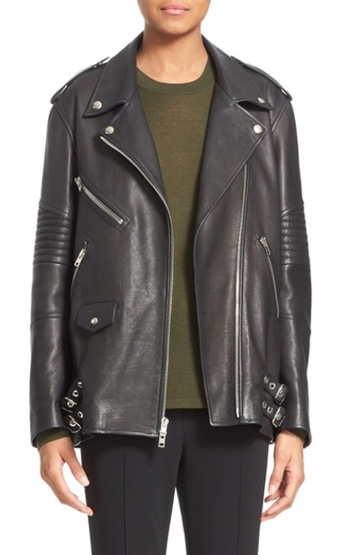 Shop Alexander Wang Leather Moto Jacket In Jet