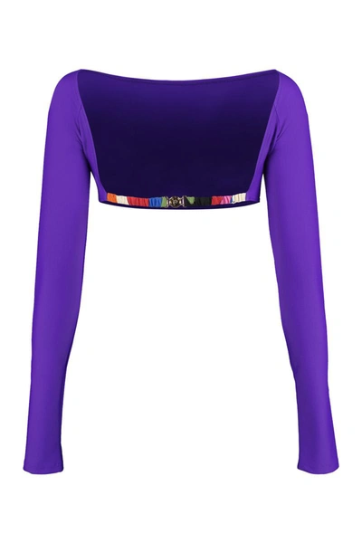 Shop Emilio Pucci Knitted Crop Top In Purple