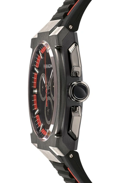 Shop Ferragamo Supreme Chronograph Recycled Polyurethane Strap Watch, 43mm In Ip Gunmetal