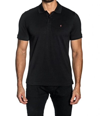 Shop Jared Lang Polo With Lightning Bolt Embroidery In Black
