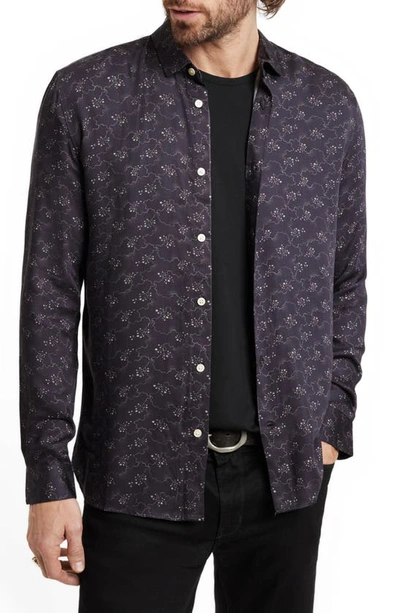 Shop John Varvatos Ross Satin Button-up Shirt In Purple