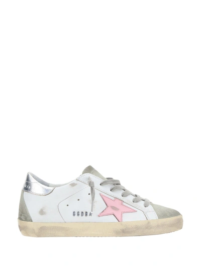 Shop Golden Goose Superstar Leather With Colored Leather Iconic Star In White/ice/orchid Pink/silver