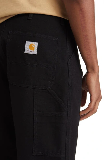 Shop Carhartt Single Knee Organic Cotton Canvas Straight Leg Pants In Black