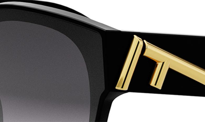 Shop Fendi The  First 63mm Gradient Oversize Round Sunglasses In Shiny Black / Gradient Smoke