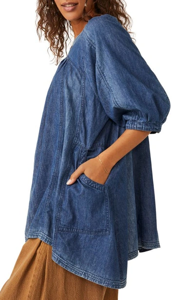 Shop Free People Memories Of You Chambray Top In Blue Ribbon
