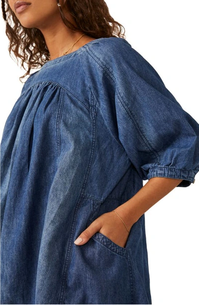 Shop Free People Memories Of You Chambray Top In Blue Ribbon