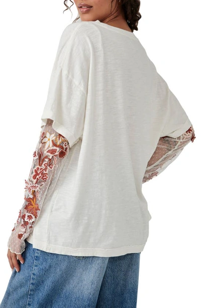 Shop Free People Gardener Embroidered Long Sleeve Top In Tofu