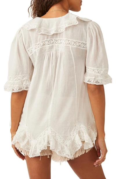 Shop Free People Ruffle Cotton Top In Ivory