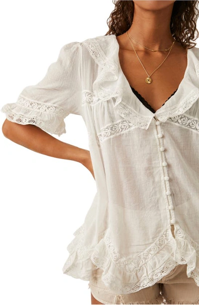 Shop Free People Ruffle Cotton Top In Ivory