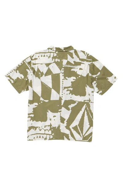 Shop Volcom Tt Collage Camp Shirt In Light Army