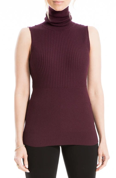 Max Studio Sleeveless Ribbed Turtle Neck In Fudge-fudge
