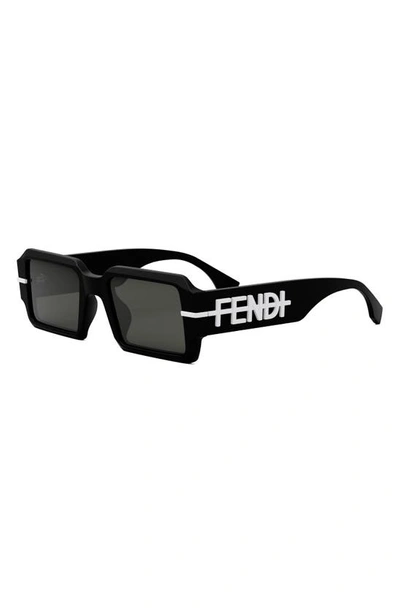Shop Fendi The Graphy 52mm Geometric Sunglasses In Matte Black / Smoke