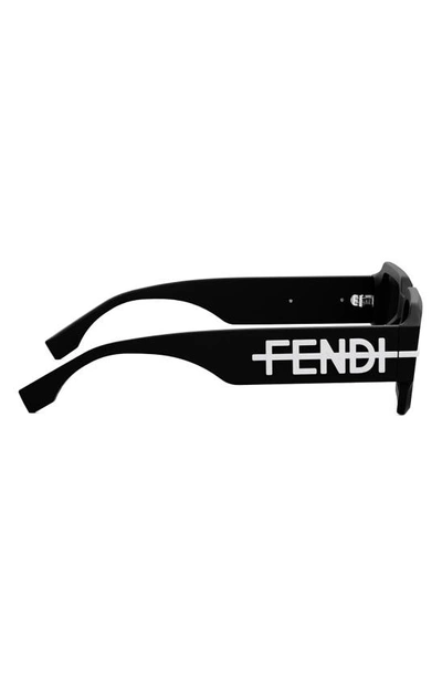 Shop Fendi The Graphy 52mm Geometric Sunglasses In Matte Black / Smoke