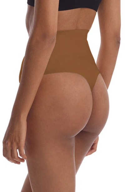 Commando Zone Smoothing High Waist Thong In Caramel