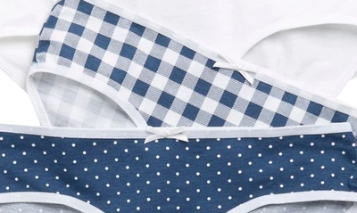 Shop Nordstrom Rack Kids' Hipster Cut Panties In Navy Gingham- Dot Pack