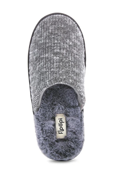 Floopi Aurora Knit Scuff Slipper With Faux Fur Lining In Grey