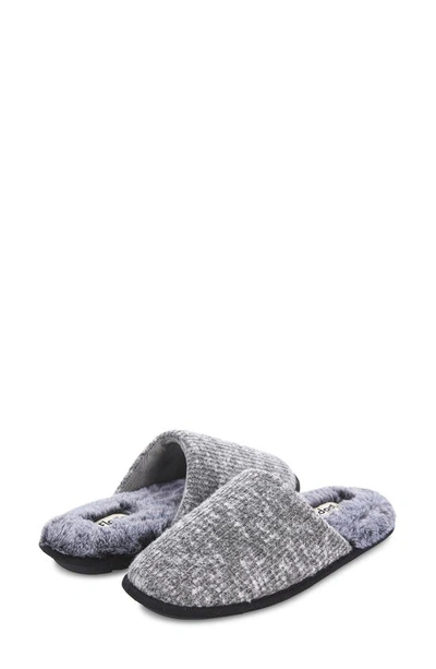 Floopi Aurora Knit Scuff Slipper With Faux Fur Lining In Grey