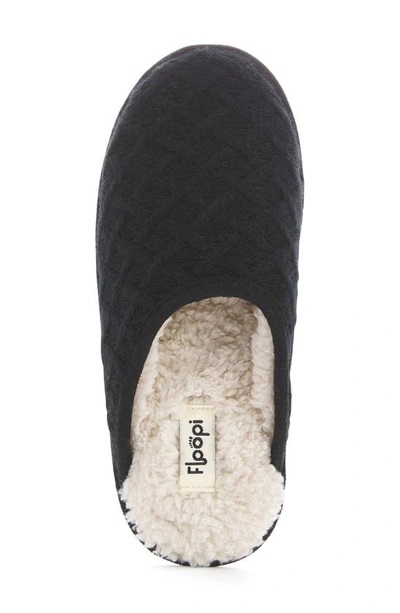 Floopi Isabel Lattice Knit Scuff Slipper In Black