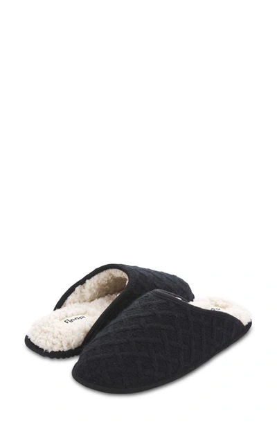 Floopi Isabel Lattice Knit Scuff Slipper In Black