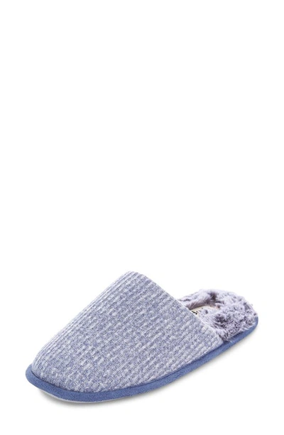 Shop Floopi Aurora Knit Scuff Slipper With Faux Fur Lining In Blue