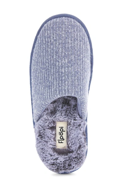 Shop Floopi Aurora Knit Scuff Slipper With Faux Fur Lining In Blue