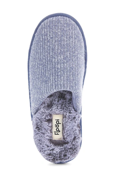 Floopi Aurora Knit Scuff Slipper With Faux Fur Lining In Blue