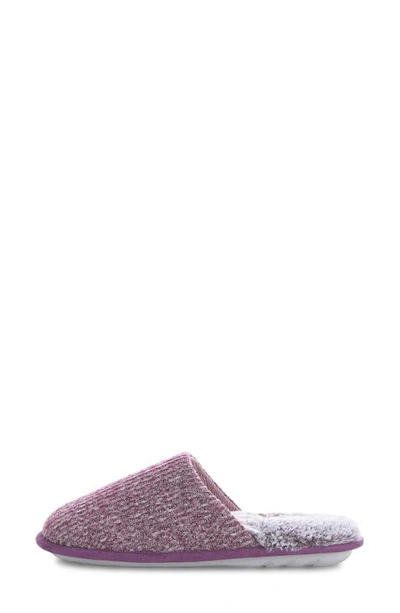 Floopi Aurora Knit Scuff Slipper With Faux Fur Lining In Purple