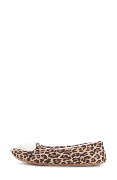 Floopi Zoe Heart Ballerina Slipper With Faux Fur Lining In Leopard