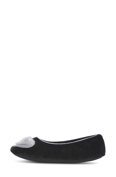 Floopi Zoe Heart Ballerina Slipper With Faux Fur Lining In Black