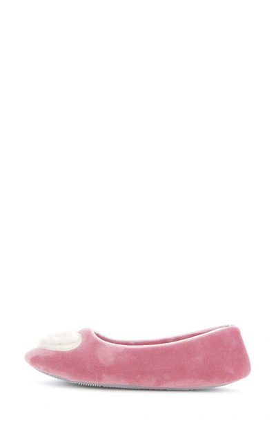 Floopi Zoe Heart Ballerina Slipper With Faux Fur Lining In Mauve