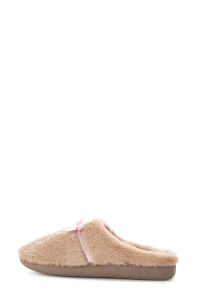 Floopi Lacey Faux Fur Slipper In Taupe