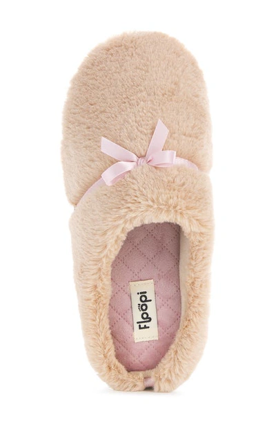 Floopi Lacey Faux Fur Slipper In Taupe