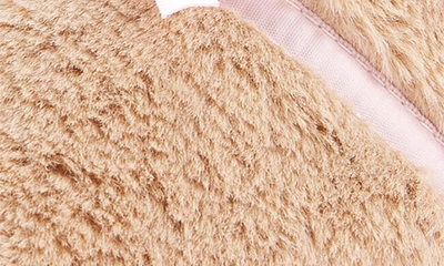 Floopi Lacey Faux Fur Slipper In Taupe