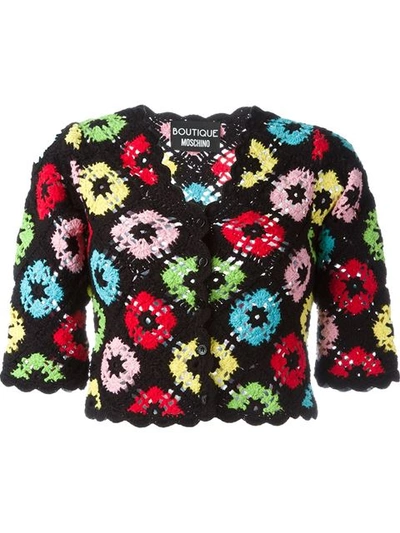 Boutique Moschino Crochet Cropped Cardigan - Black